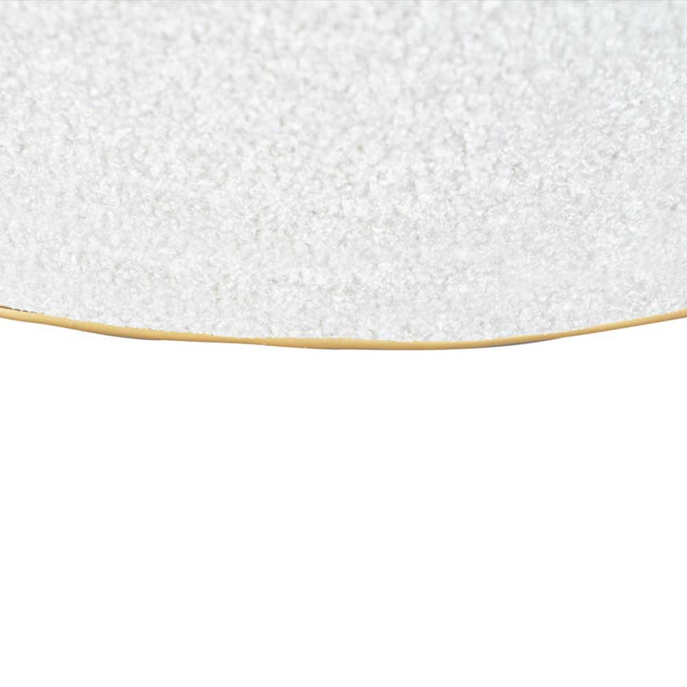 Hocker in Weiß Webplüsch mit Gold - Tandrea