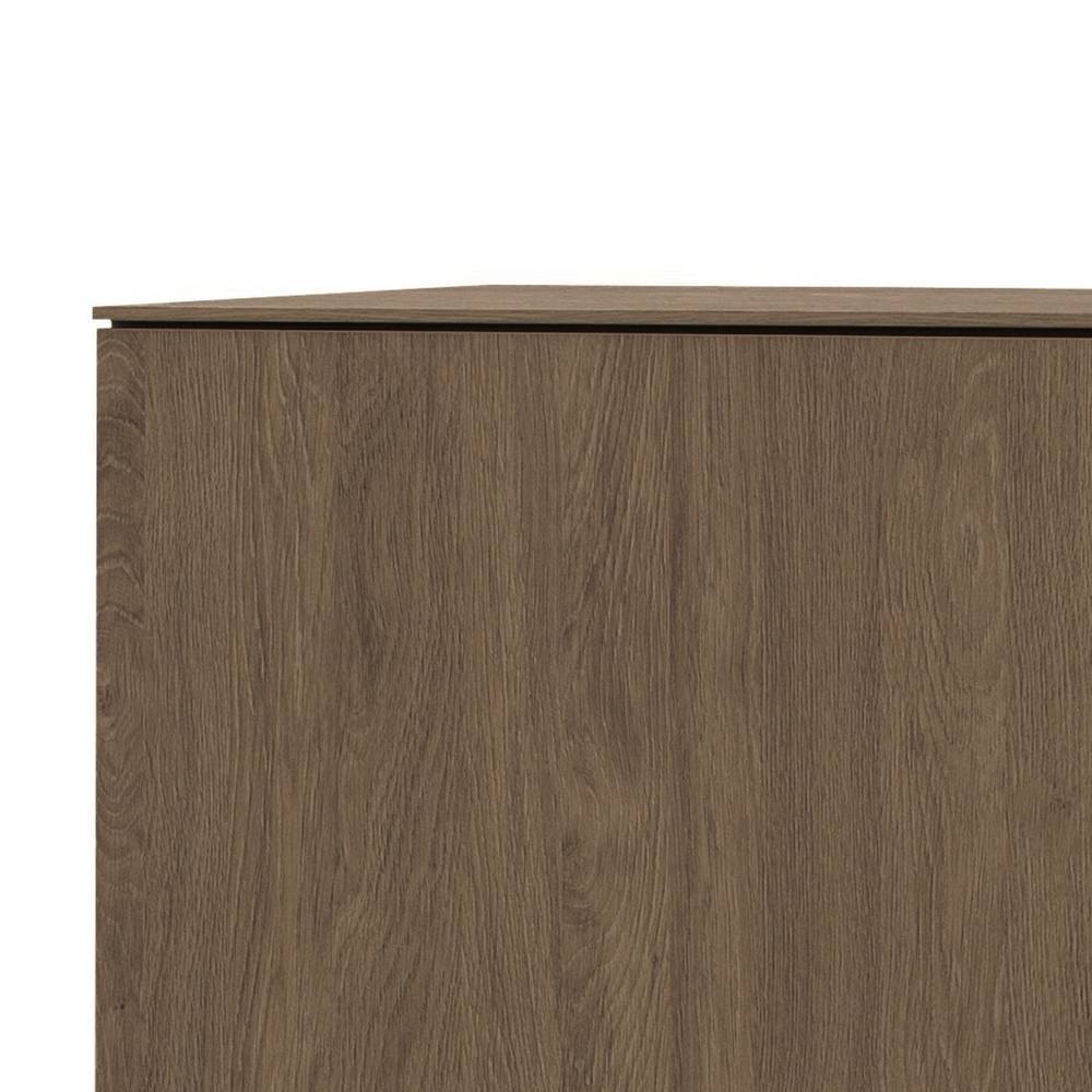Obere Ecke des modernen Highboards mit Nussbaum Holzoptik und feiner Maserung im Detail – Julado