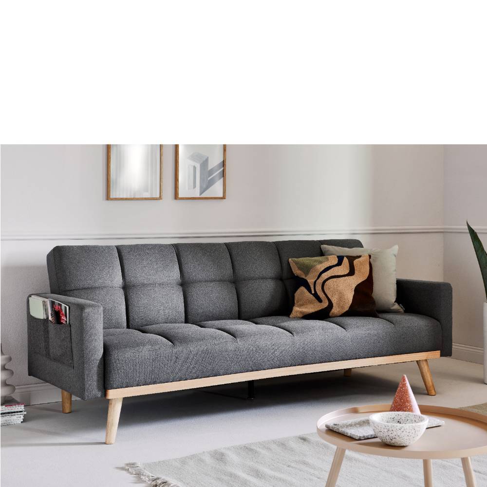 Retrodesign Klappcouch in Grau - Roper