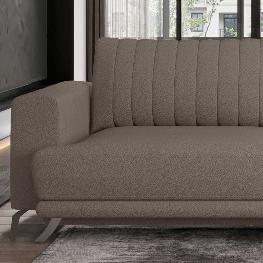 Microfaser Schlafsofa in Taupe - Cara
