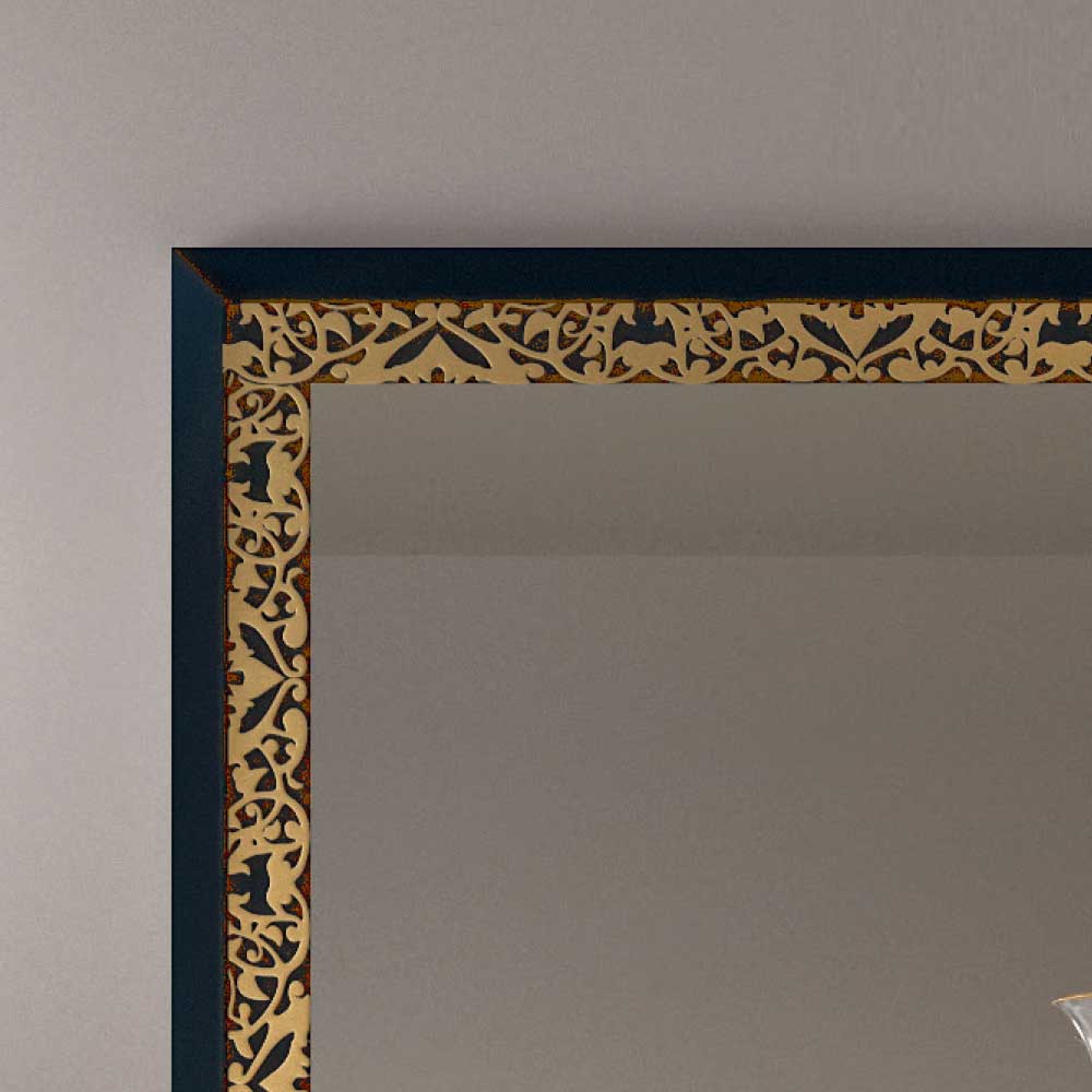 100x95x5 Spiegel im Matt Blau & Gold - Quado