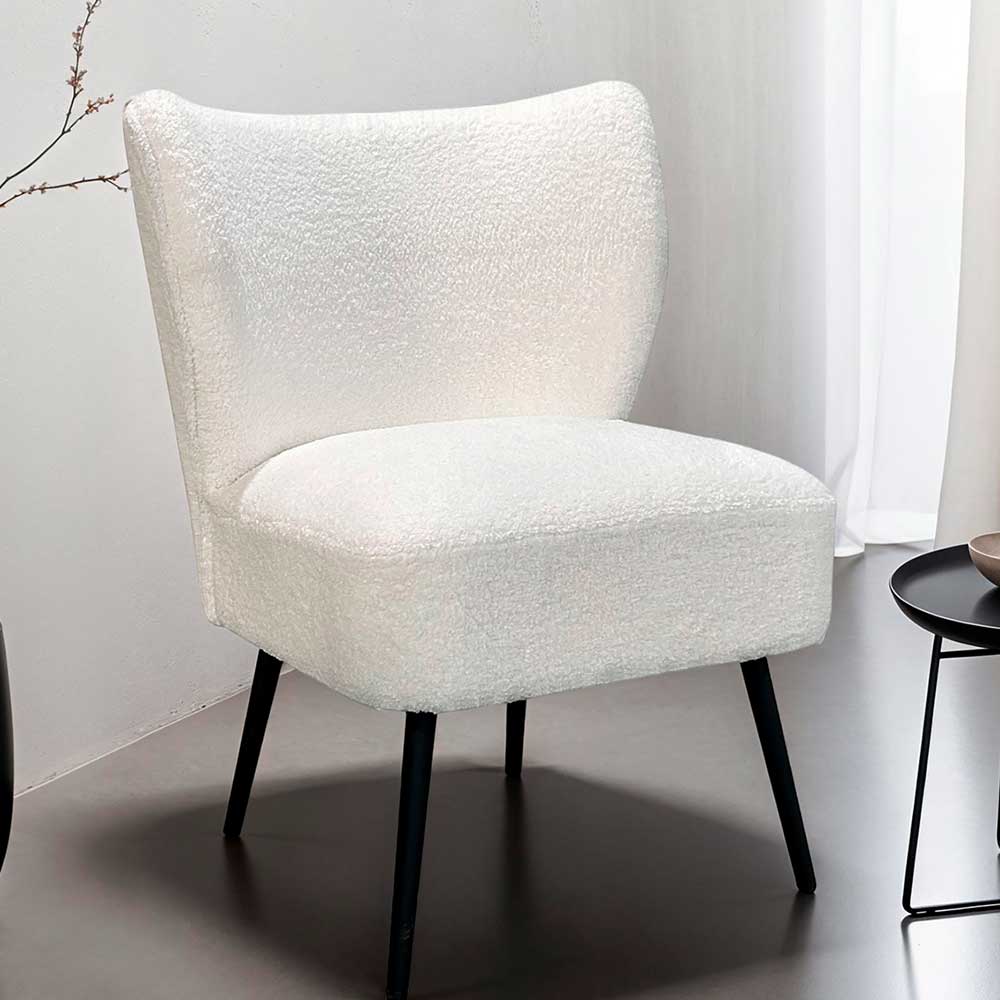 Webplüsch Sessel in Offwhite - Frenanda