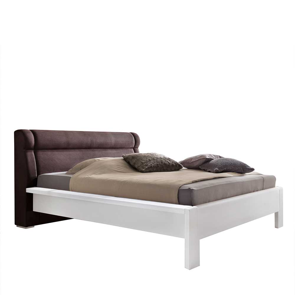Modernes Bett in Weiß Pinie mit Kopfteil - Grandessa