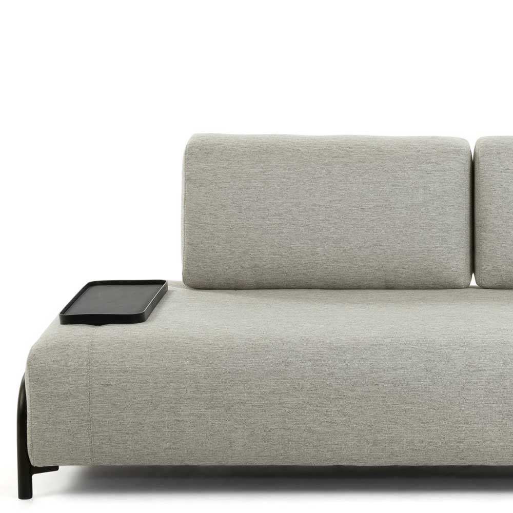 Beigefarbene Zweisitzer Couch mit Anstelltisch - Curacao