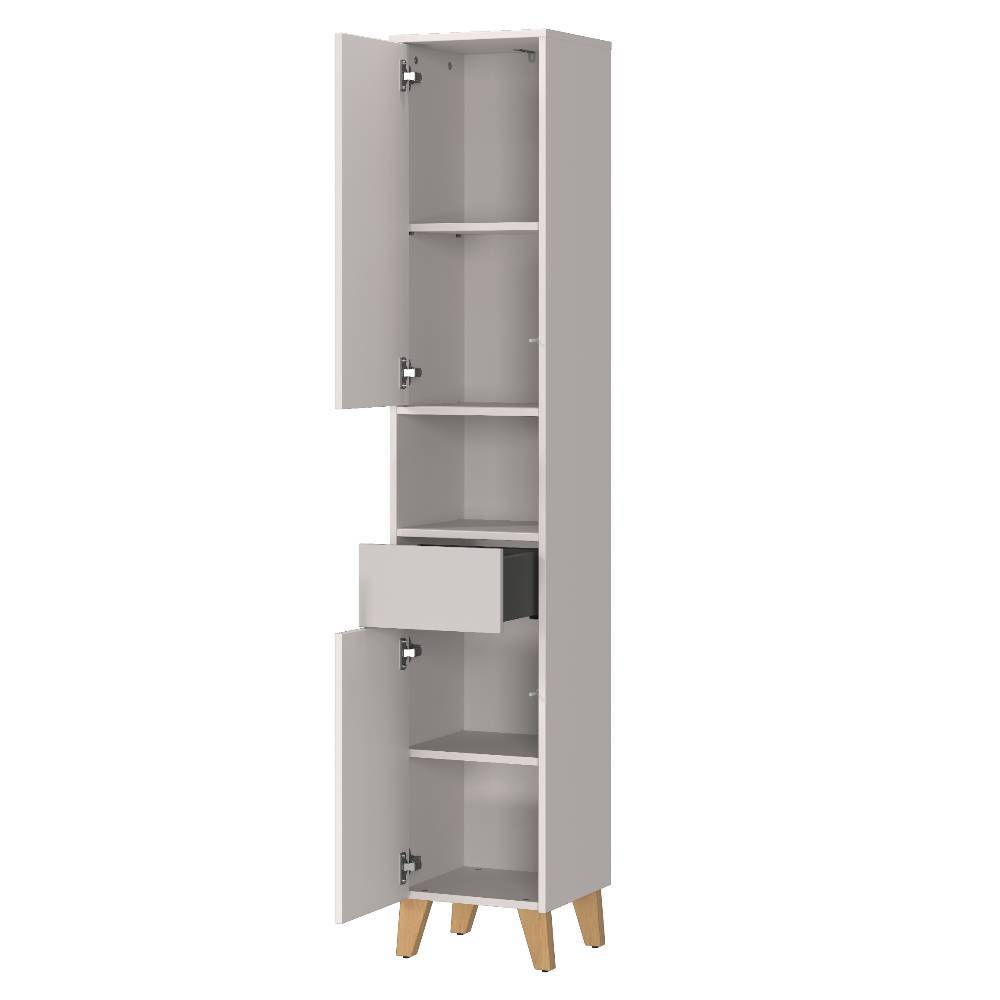 Bad Hochschrank in Hellgrau mit Eiche - Gonnaso