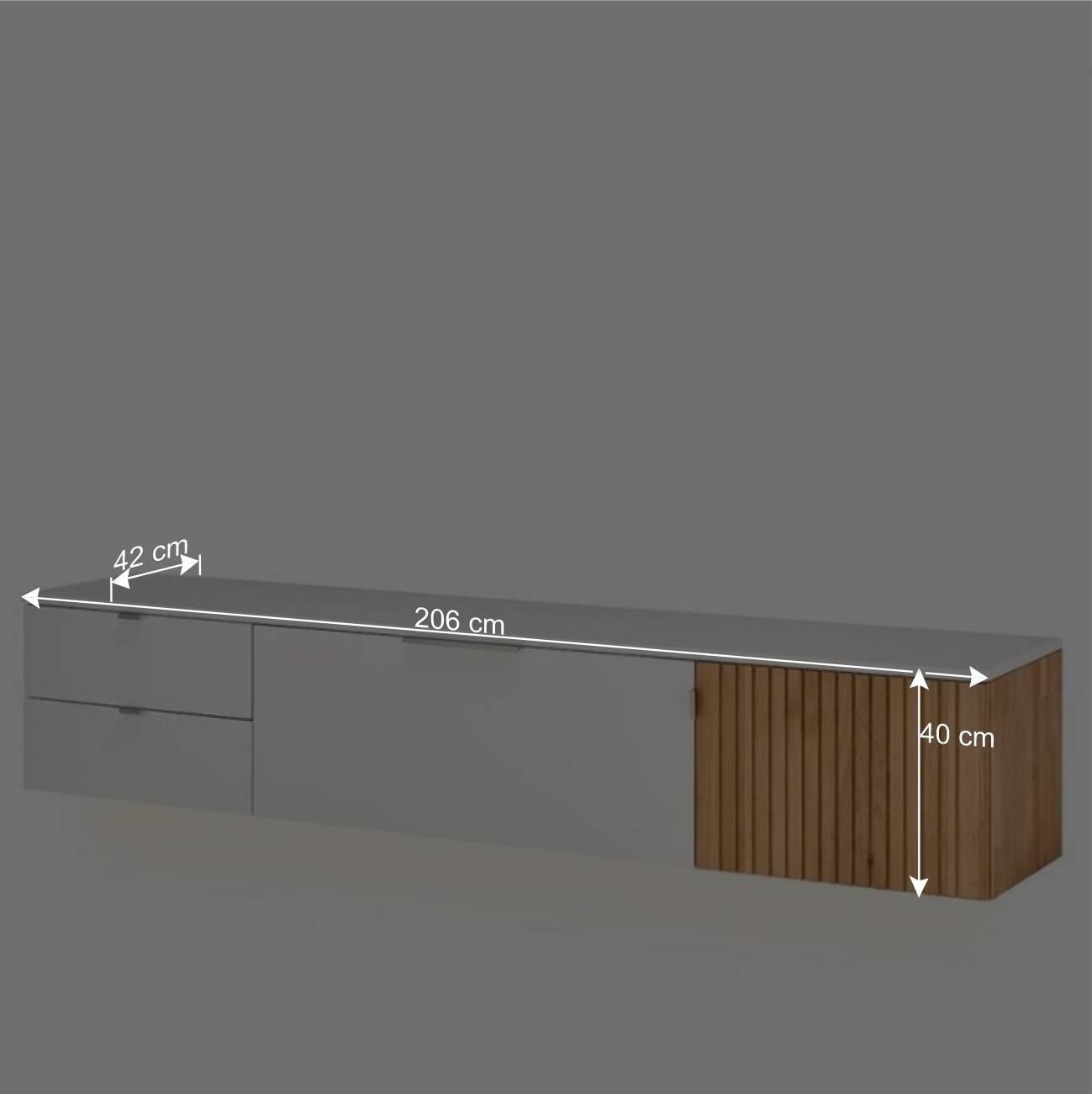 Designer Wohnwand Möbel 290 cm breit - Miloris (dreiteilig)