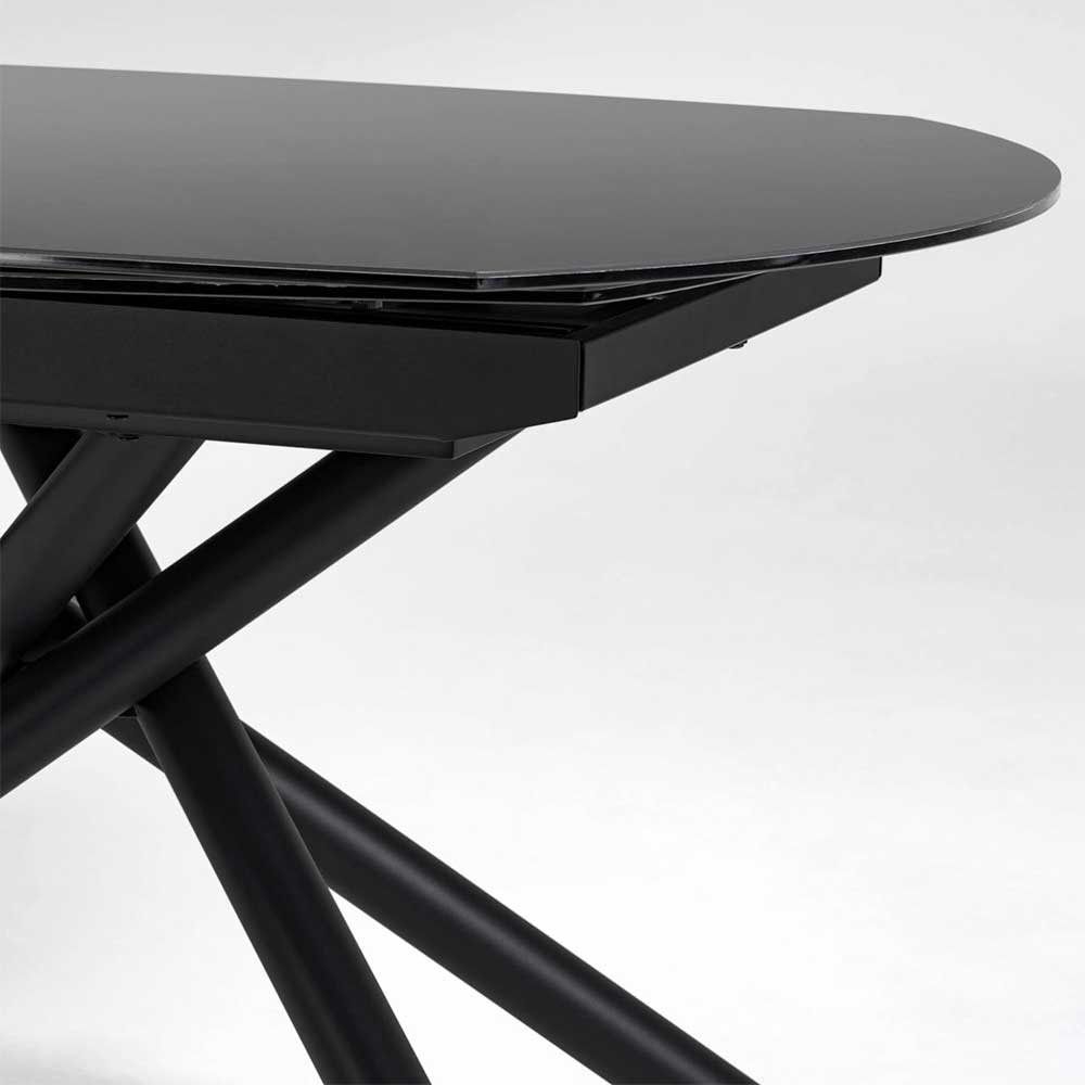 Tisch mit zwei Einlegeplatten in Schwarz - Vanessa
