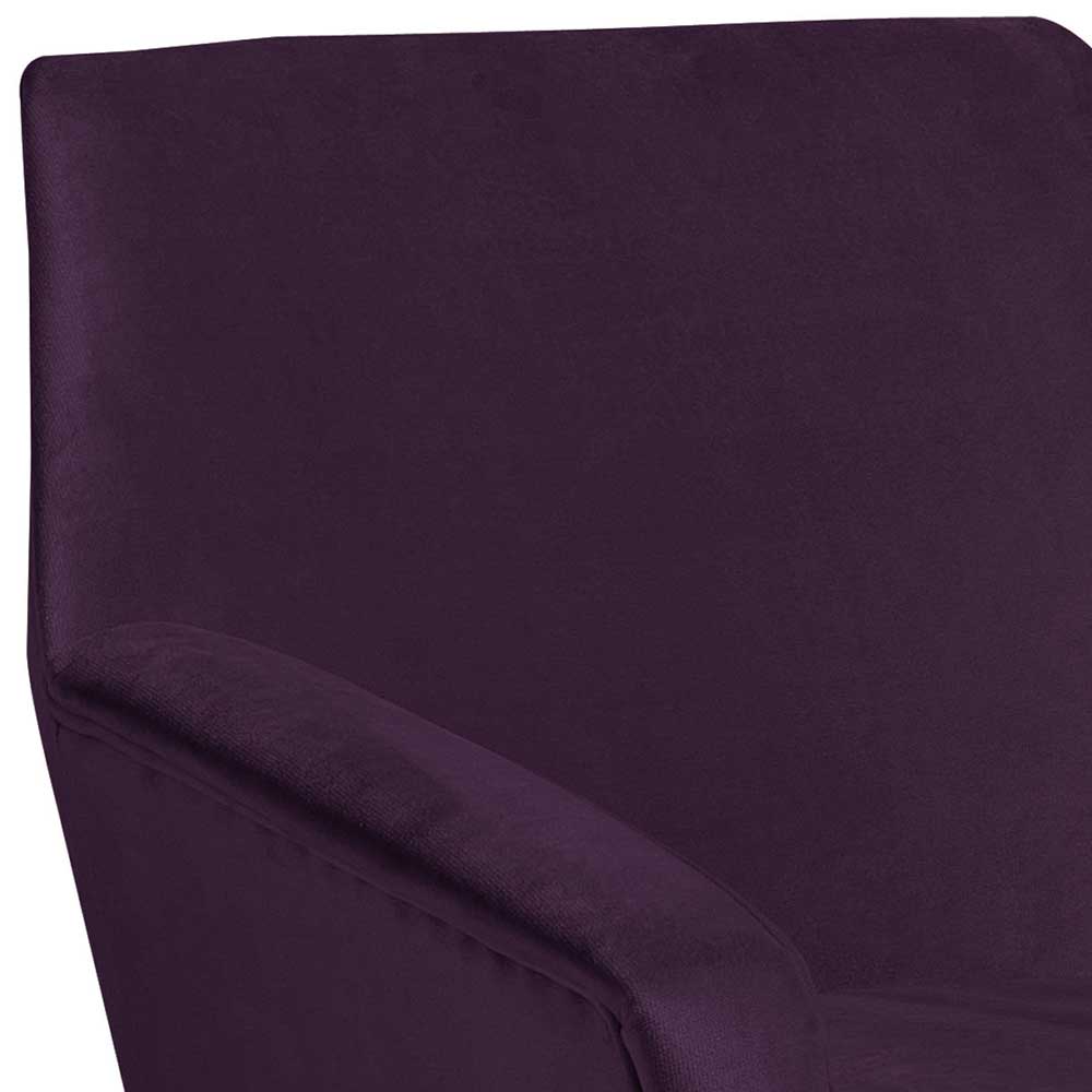 Samtvelours Sessel in Dunkellila & Schwarz - Keitha