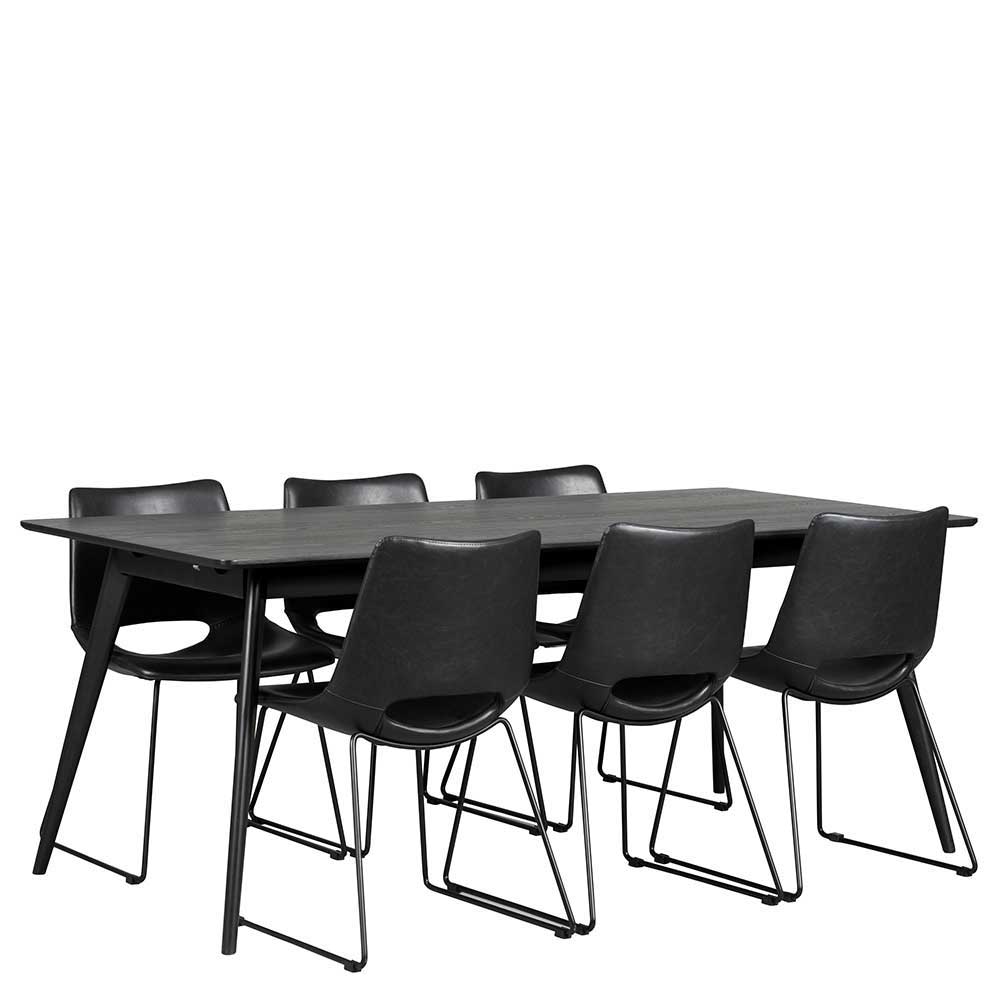 Moderne Tischgruppe in Schwarz - Vartana (siebenteilig)