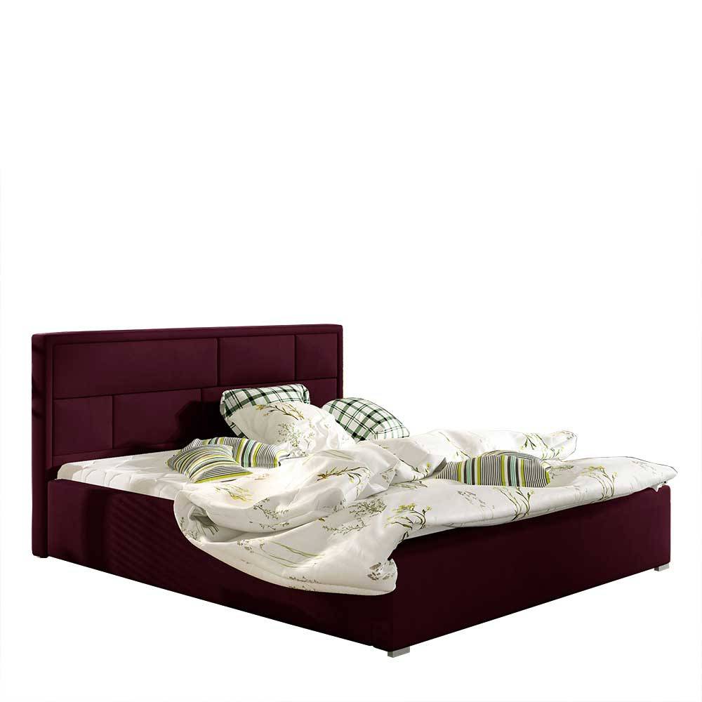 Samt Doppelbett in Bordeaux Rot - Lelolenilia