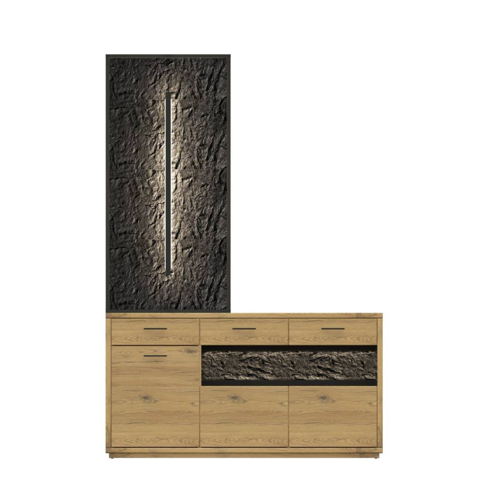 Massivholz Sideboard und Paneel Set - Friburgo (zweiteilig)