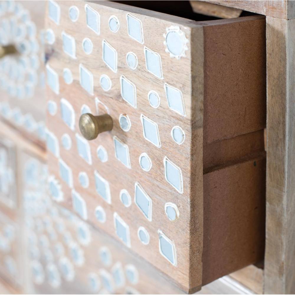 Holz Kommode mit weißen Motiven - Flyrelia