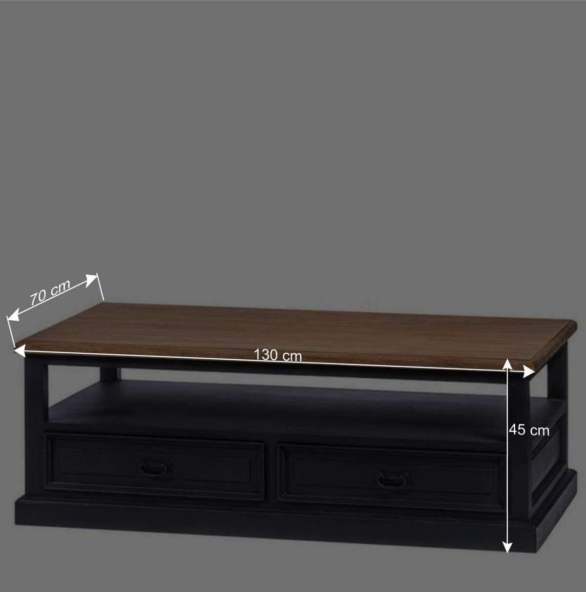 Vintage Couchtisch mit Schubladen & Ablage - Niovan