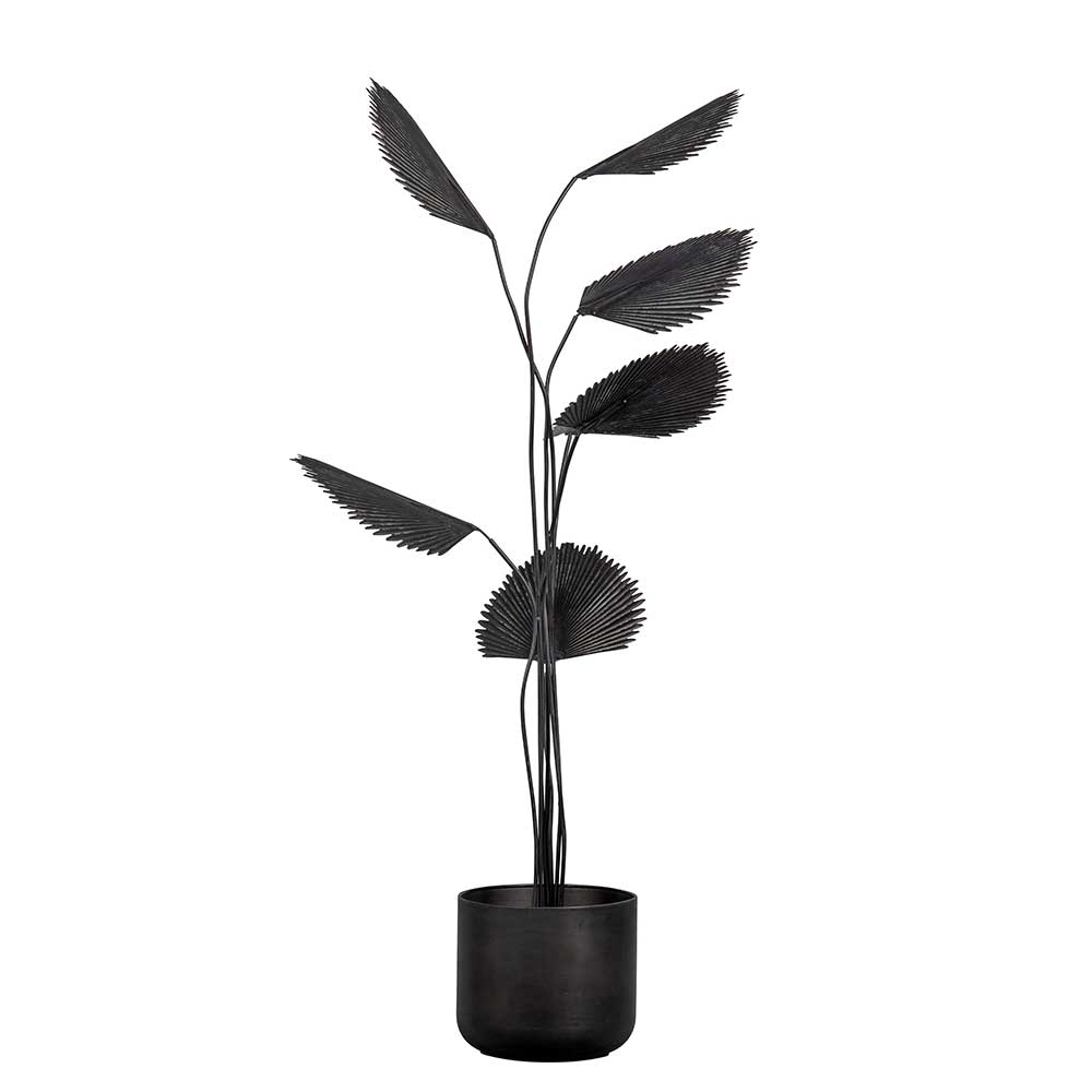 Künstliche Pflanze mit Topf aus Metall in Schwarz - Mulisena