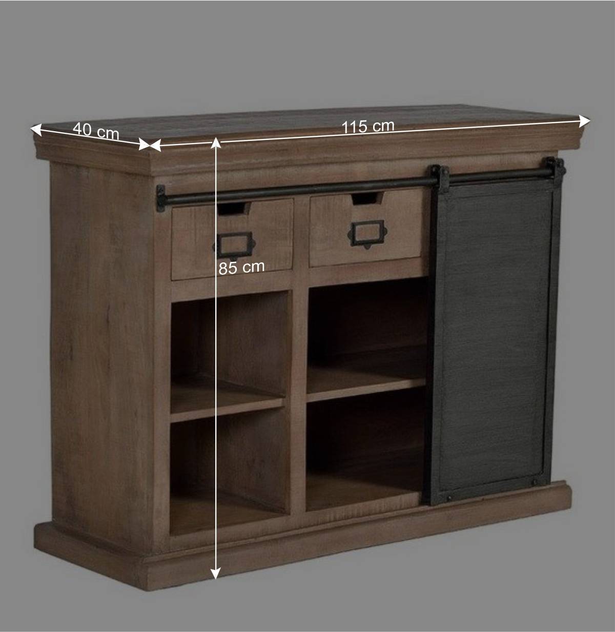 Industrial Chic Kommode aus Mangobaum Massivholz - Jantonia