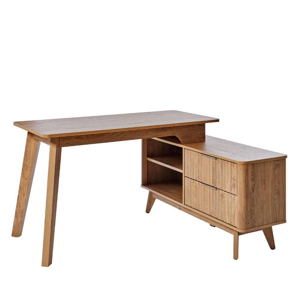 Schreibtisch mit Seitenregal in Eiche Optik - Standing