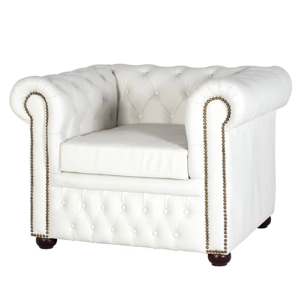 Chesterfield Ledersessel in Weiß - Pavias