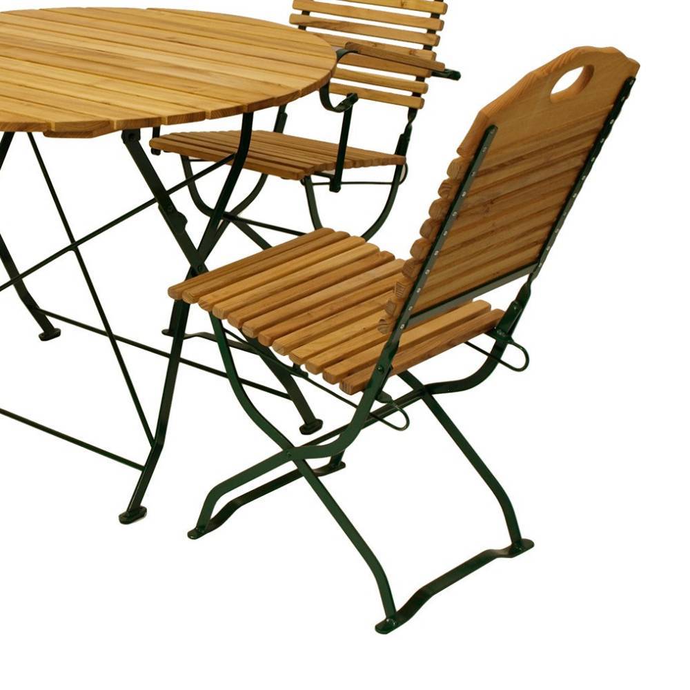 Runde Biergarten-Gruppe aus Robinie Massivholz - Bostaoro (fünfteilig)