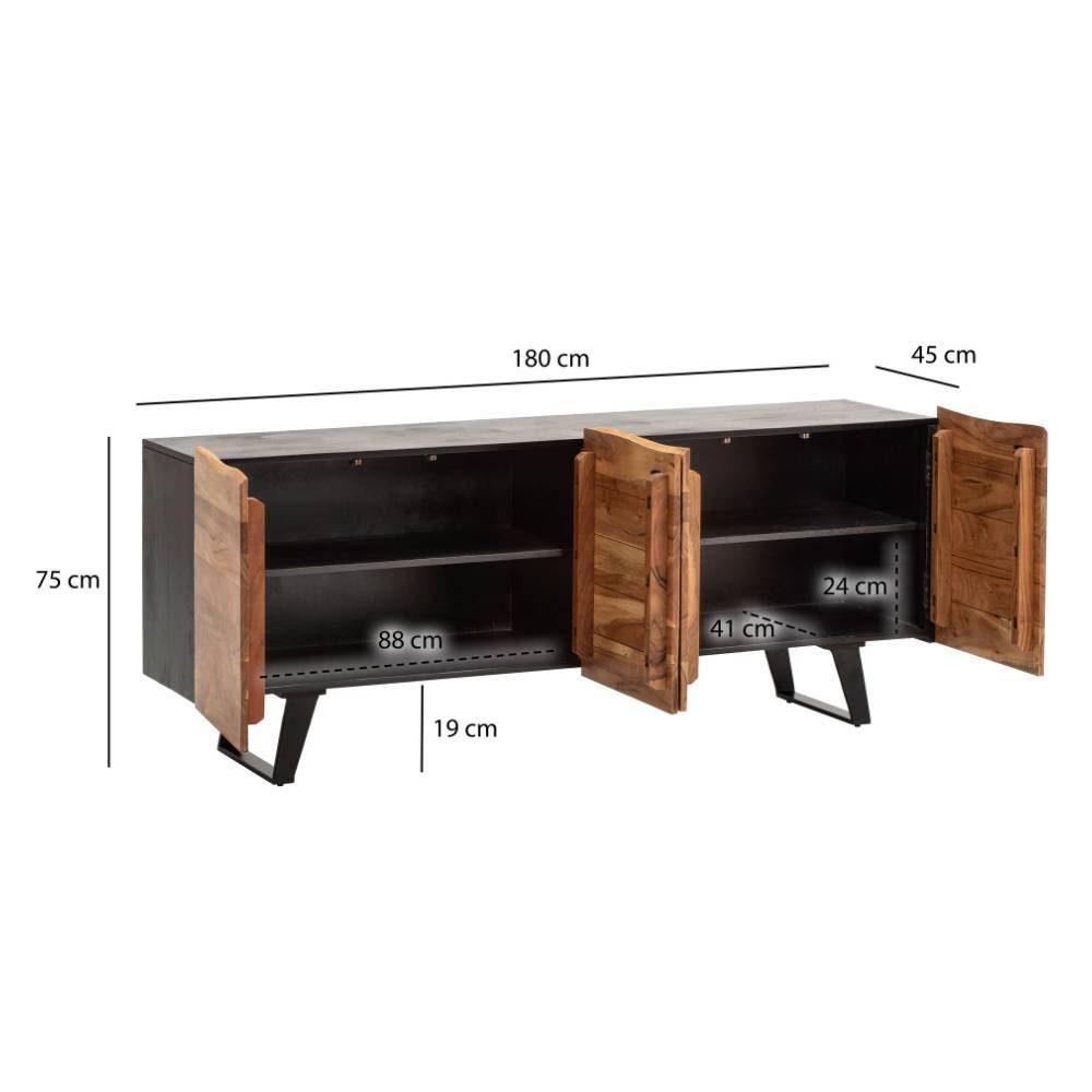 4-türiges Sideboard mit natürlichen Baumkanten - Fulvios