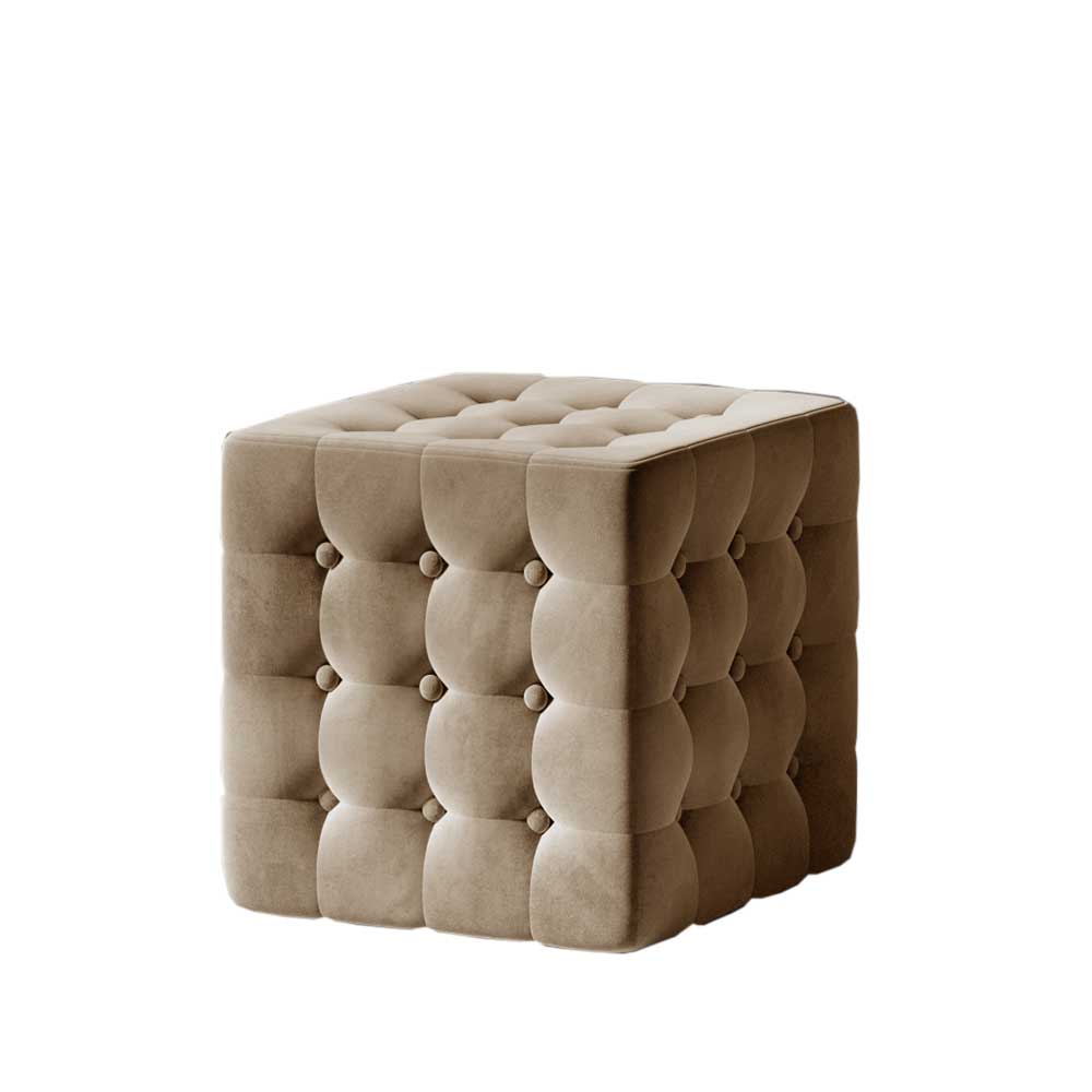 Hellbrauner Couchhocker aus Samt - Bowies