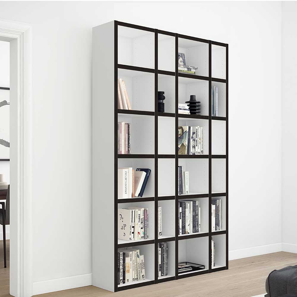 Stylisches Bücherregal in Weiß mit Schwarzbraun - Rounding