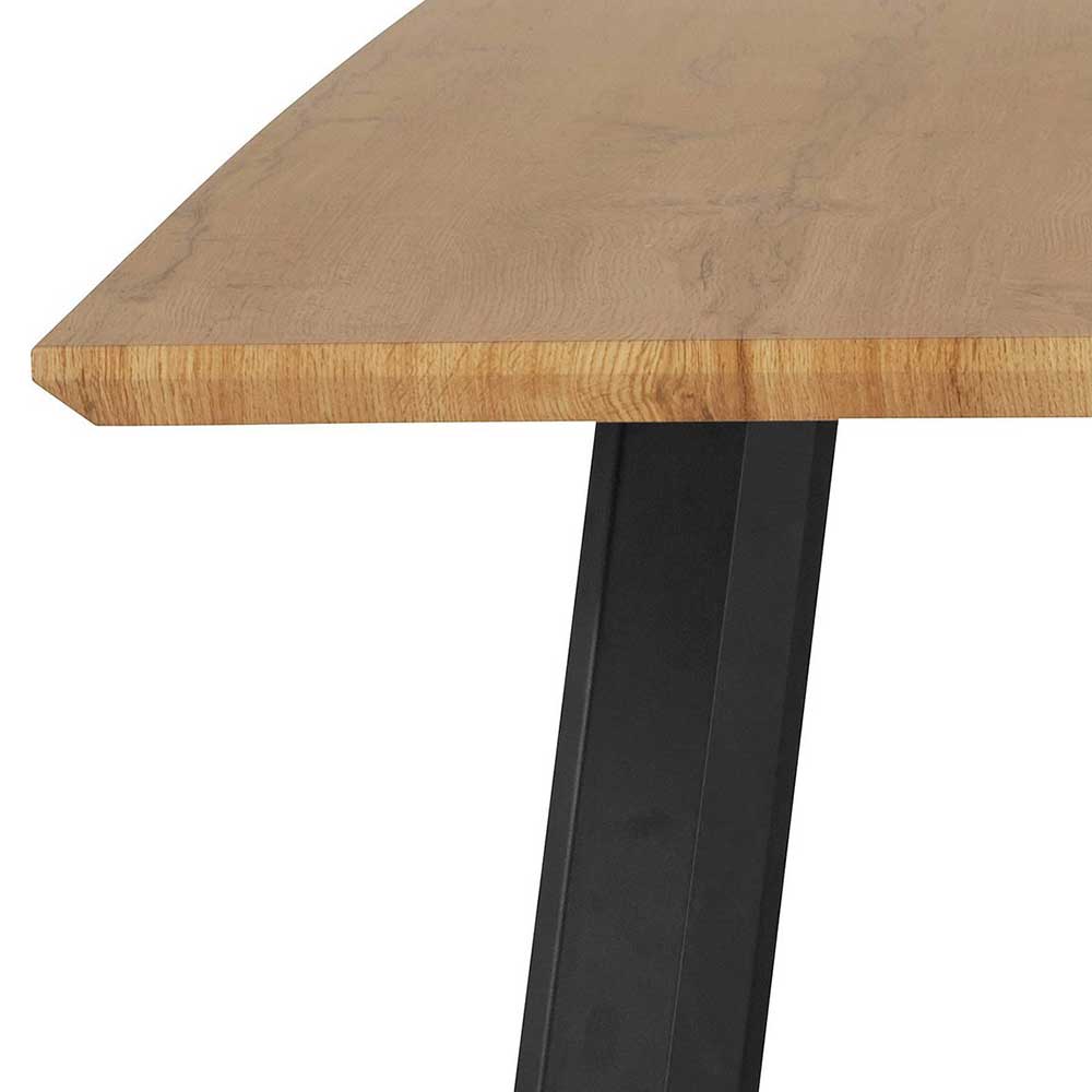 Esszimmer Tisch in Eiche Optik und Schwarz - Yasmina
