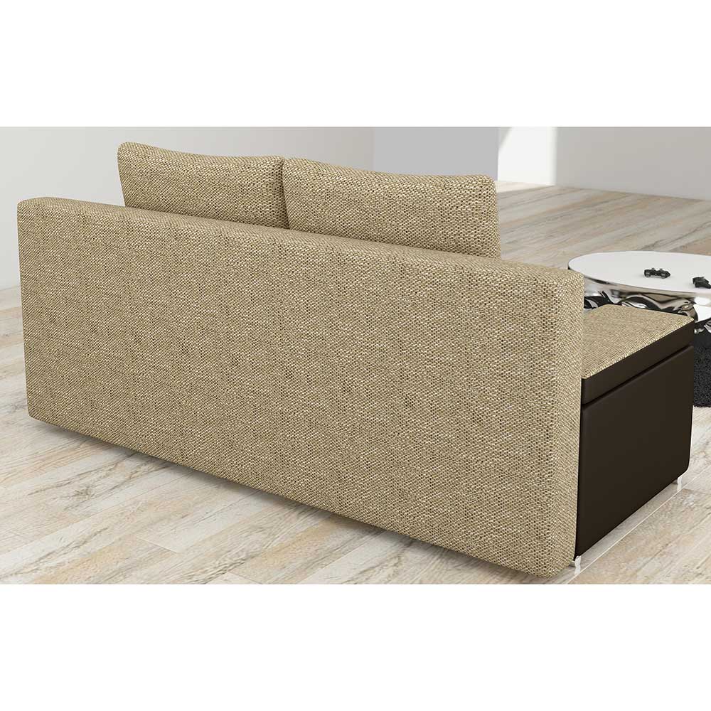 Material-Mix-Schlafsofa in Beige und Braun - Swan