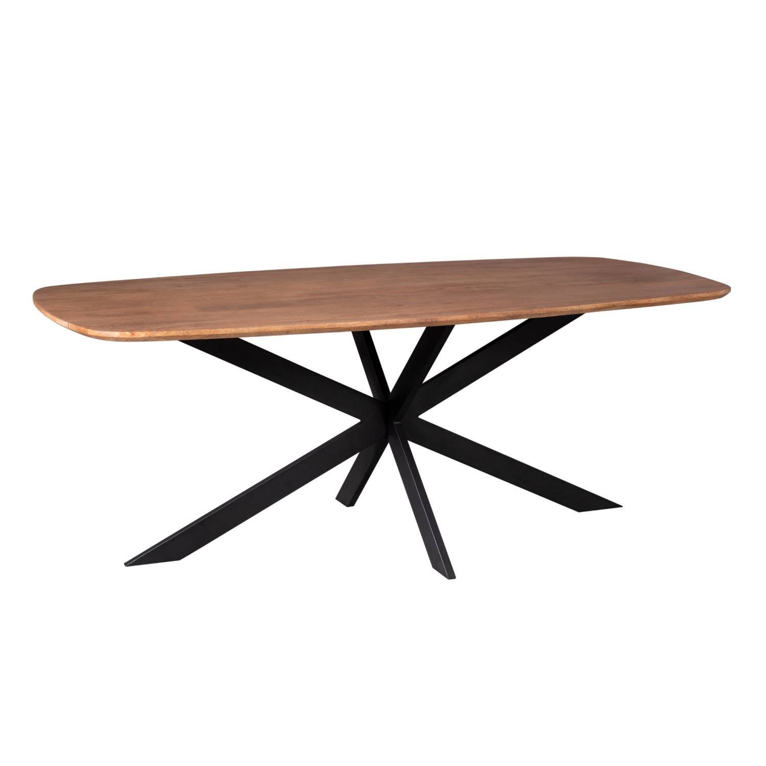 Ovaler Holztisch mit schwarzem sternförmigem Matrixgestell in modernem Design für Esszimmer – Buryas