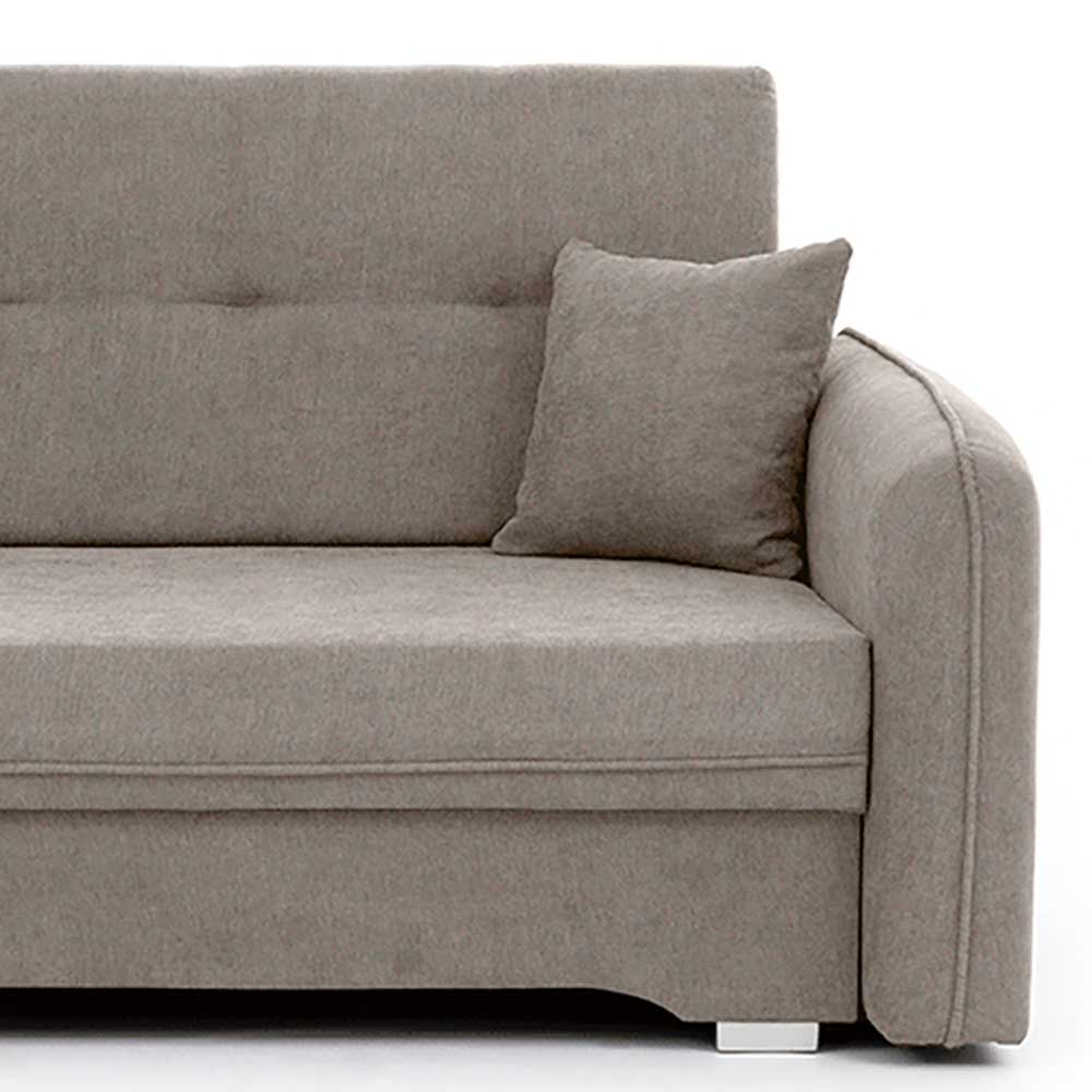 Velours Federkerncouch in Beigegrau - Fortinos