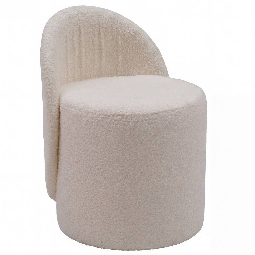 Designhocker in Cremeweiß Plüschbezug - Fanossy