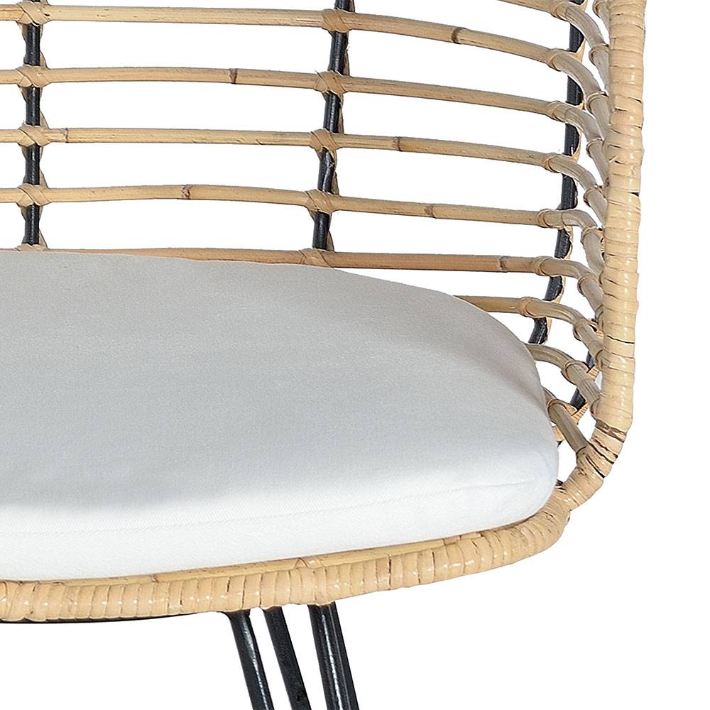 Design Armlehnenstuhl in Rattan Natur und Schwarz - Adatto (2er Set)