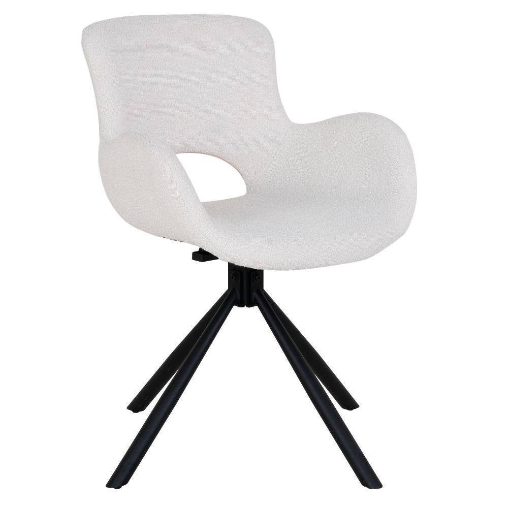 Eleganter Küchenstuhl in Offwhite Bouclé mit modernen schwarzen Beinen – Casinossa