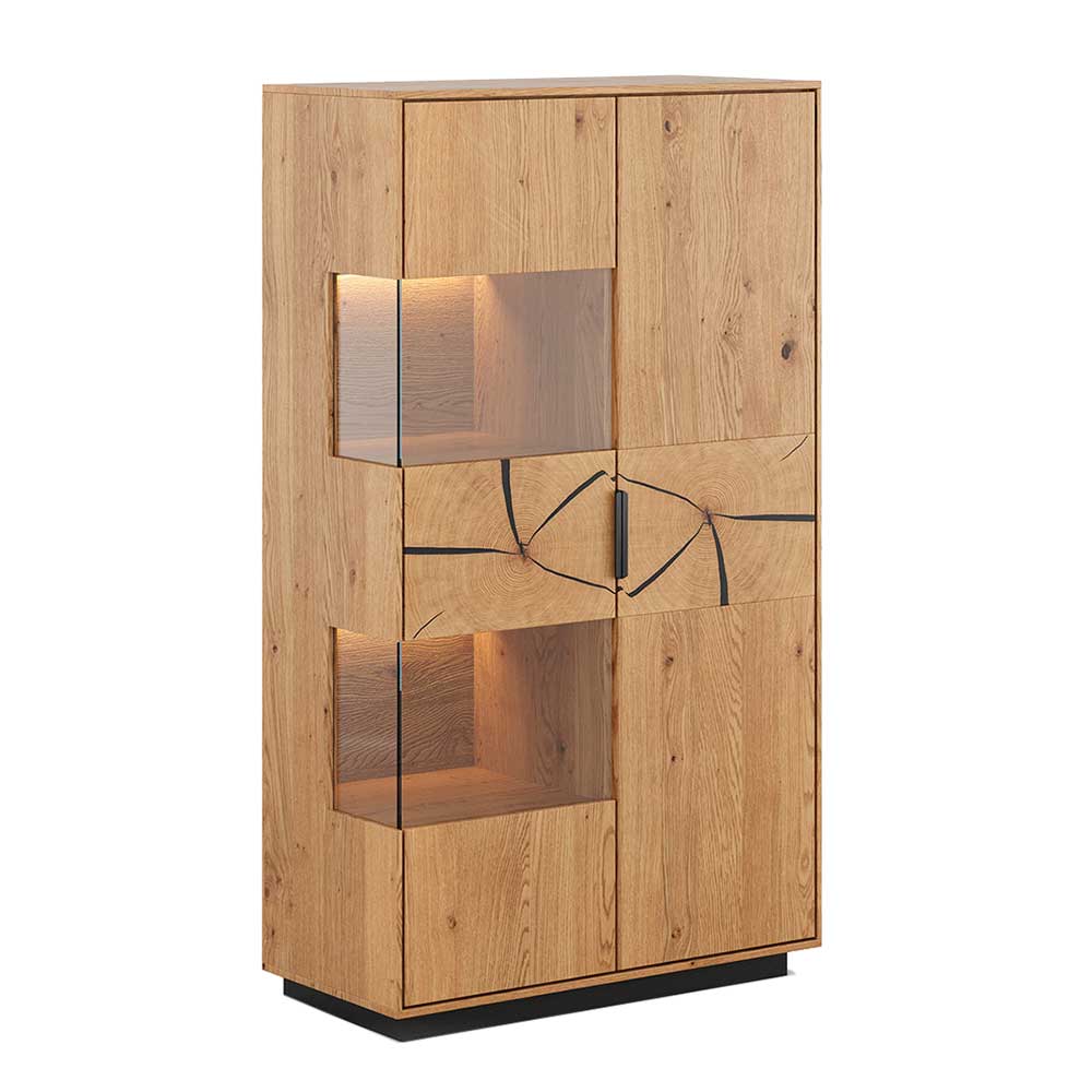 Eichenholz Highboard mit Hirnholz Applikation - Deruta
