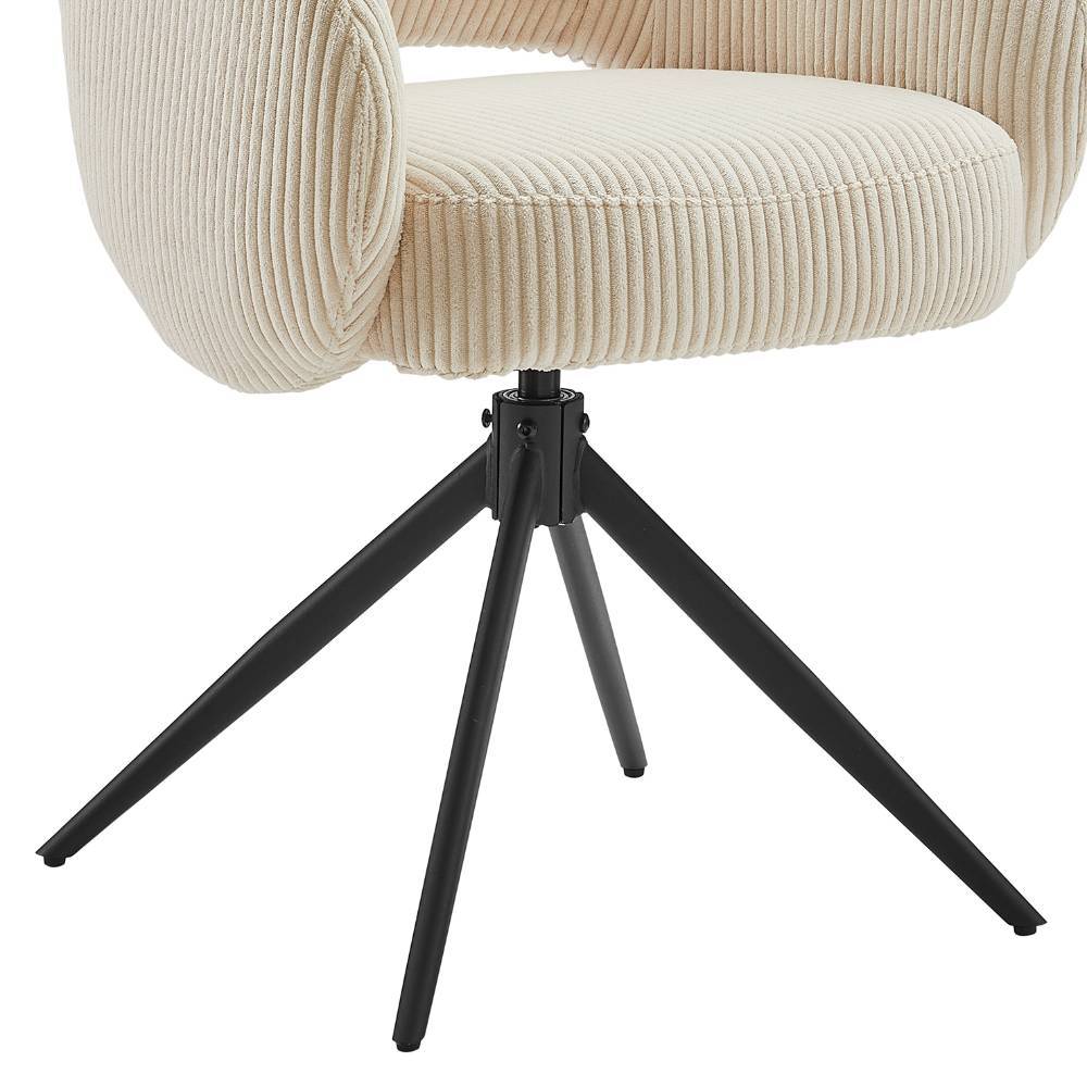 Cord-Drehstuhl in Beige mit Schwarz - Dresden