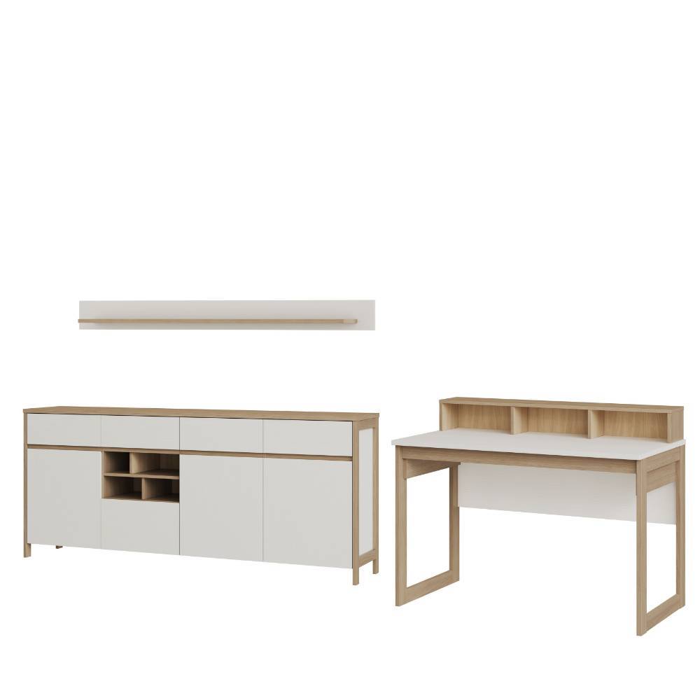 Arbeitszimmer Möbel-Kombi in Weiß - Ovidio (dreiteilig)
