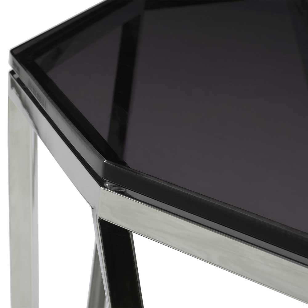 Design-Konsolentisch mit Rauchglas Platte - sechseckig - Tauranga