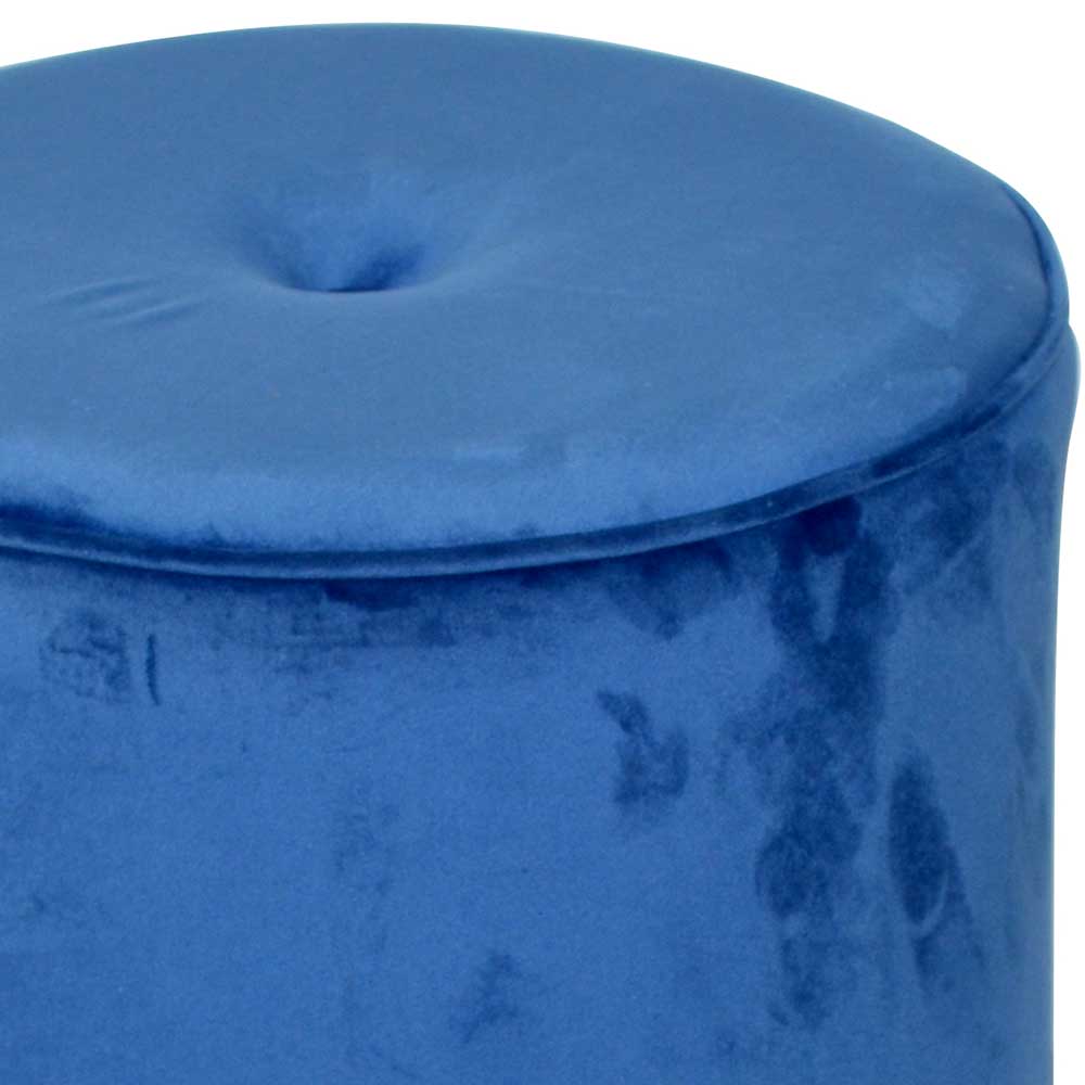 Runder Hocker aus Samt in Blau - Mialan