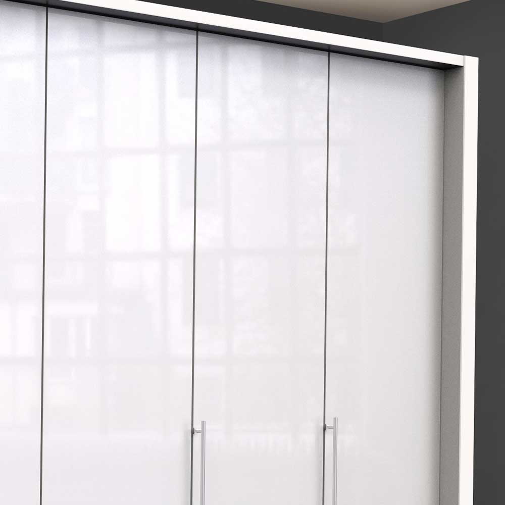 Falttüren-Kleiderschrank in Weiß mit Glasbeschichtung - Dolienca