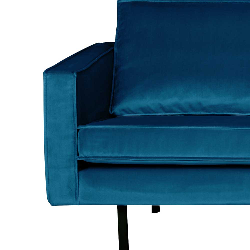 Blue Velvet Sofa 3-Sitzer Cumagon im Retrostil