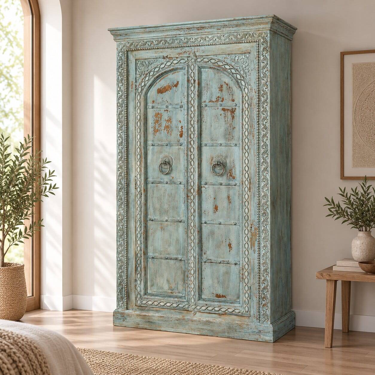 Design Holzschrank in Türkis - Francys