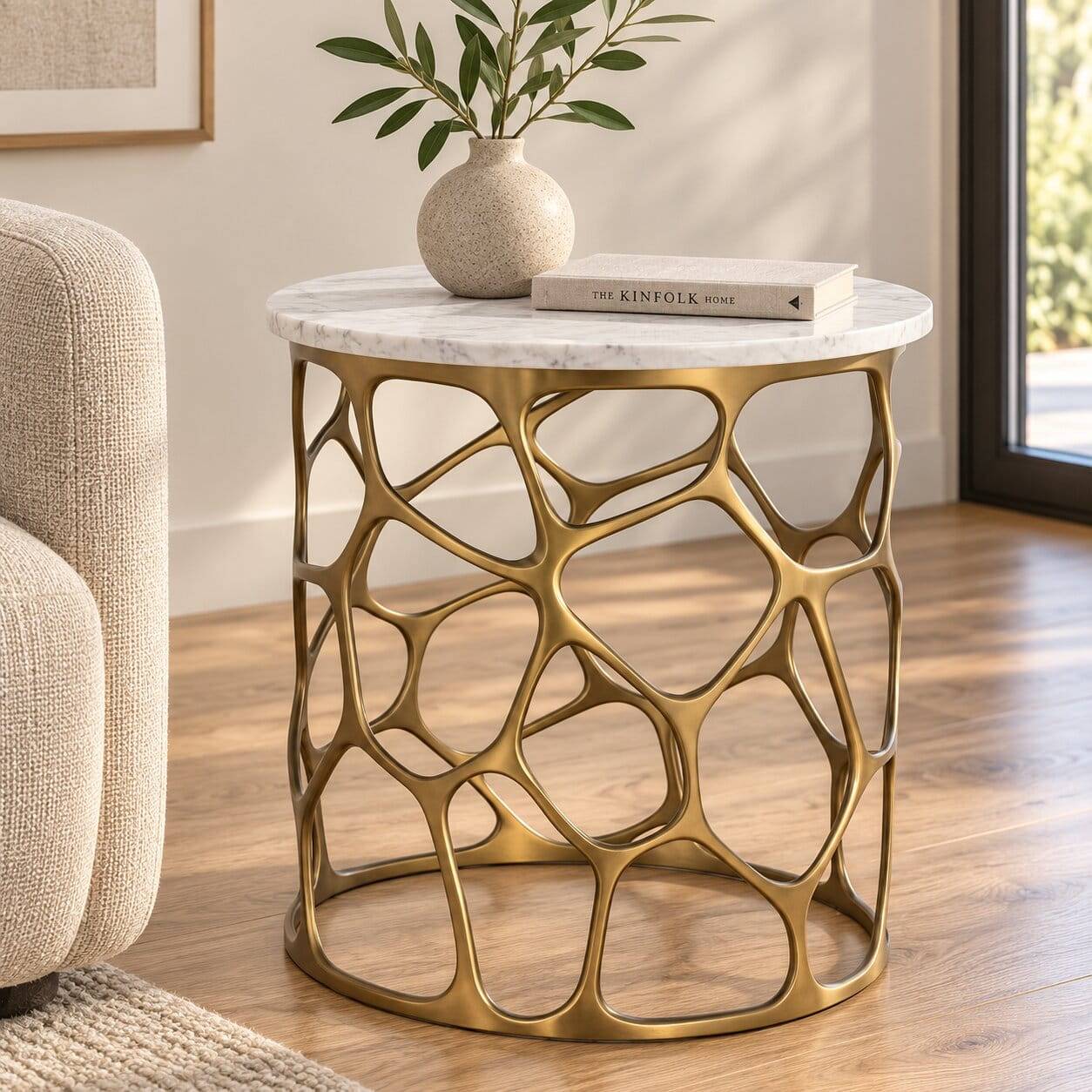 Design-Beistelltisch mit Marmorplatte - Facheto