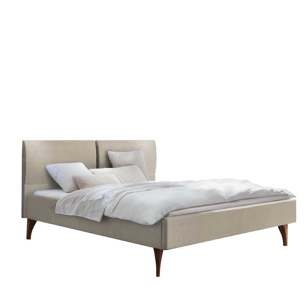 160x200 cm Bett mit Stoffbezug in Beige - Sorapis