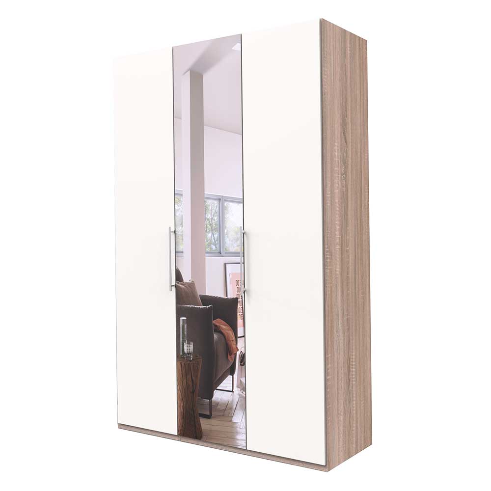 150cm breiter Falttürenschrank in Weiß mit Spiegel - Vaclyn