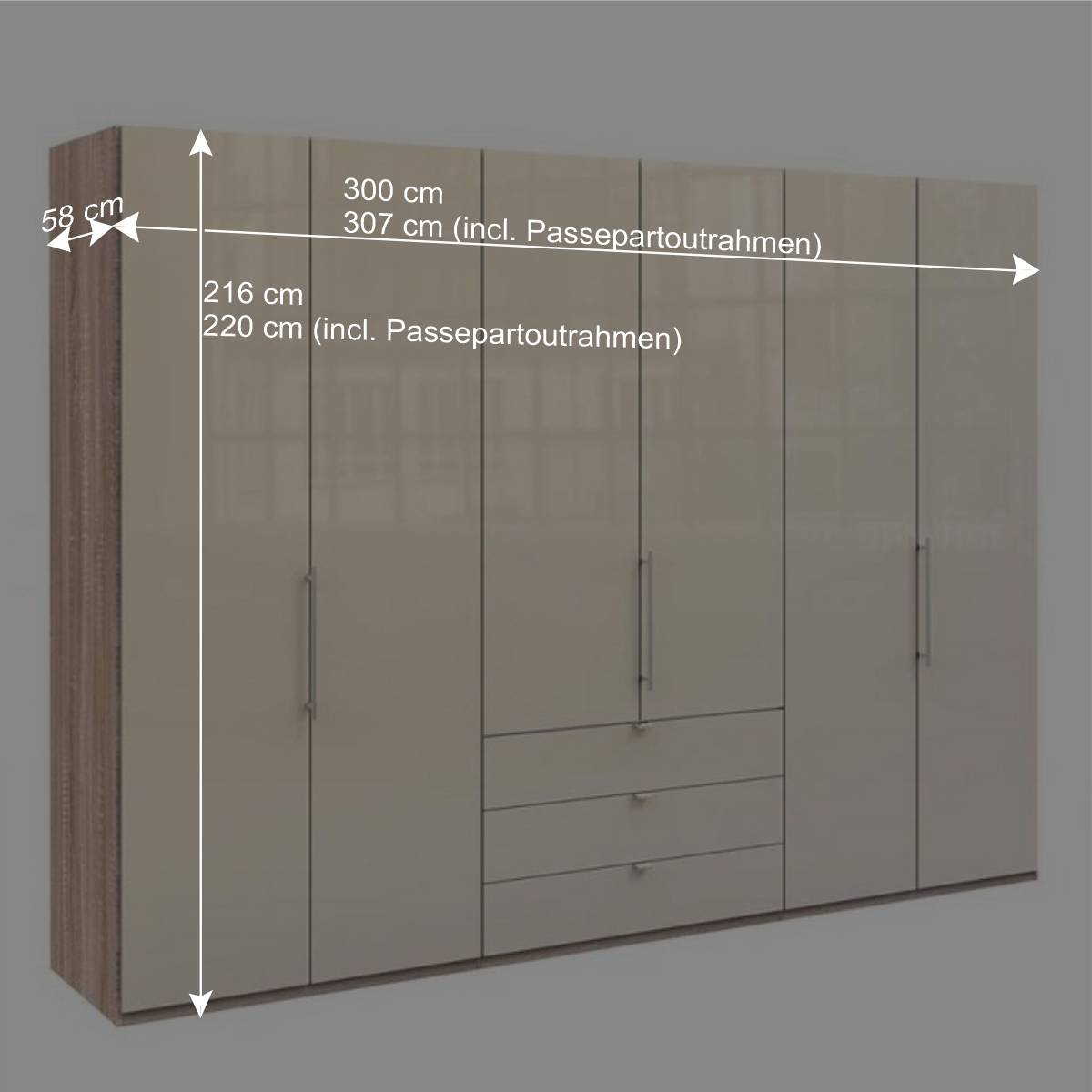 Kleiderschrank mit drei Schubladen & Falttüren - Rativian II