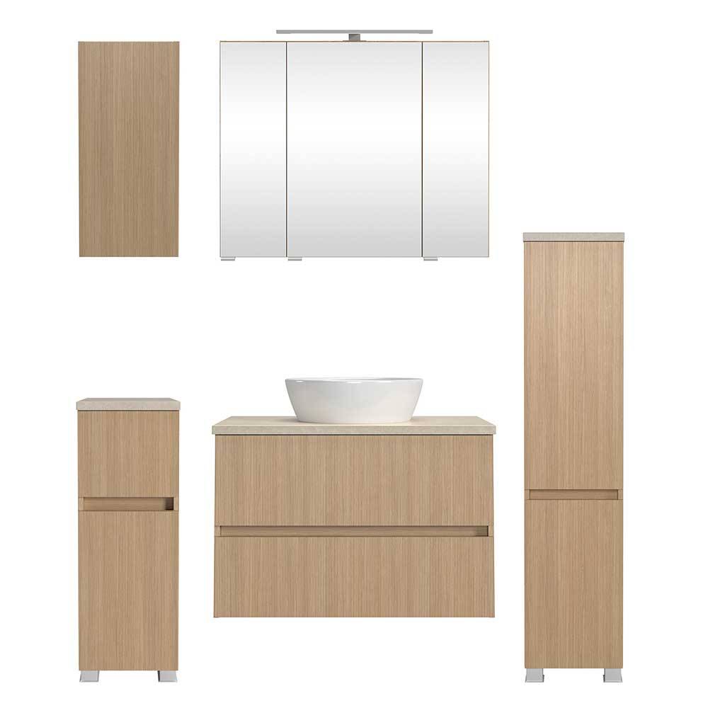 Badmöbel Komplettset - Holzoptik - Vibulam (fünfteilig)