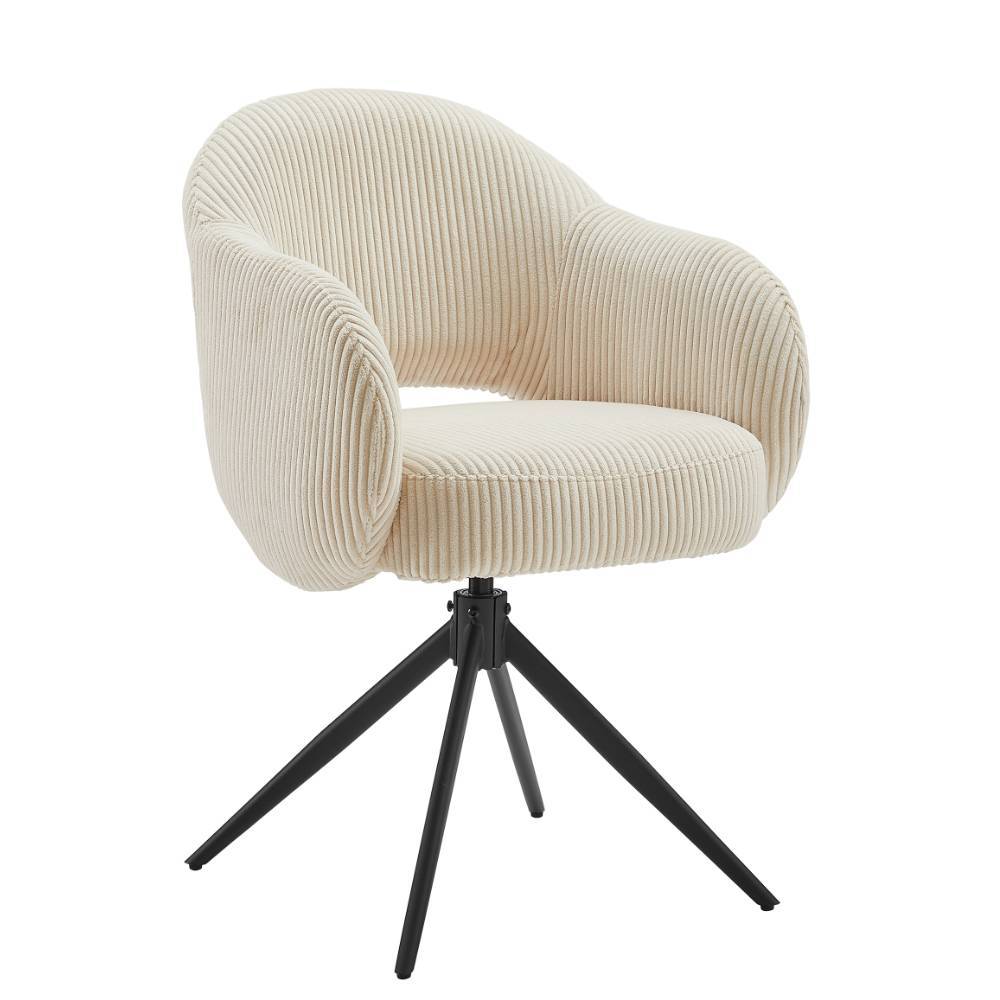 Cord-Drehstuhl in Beige mit Schwarz - Dresden