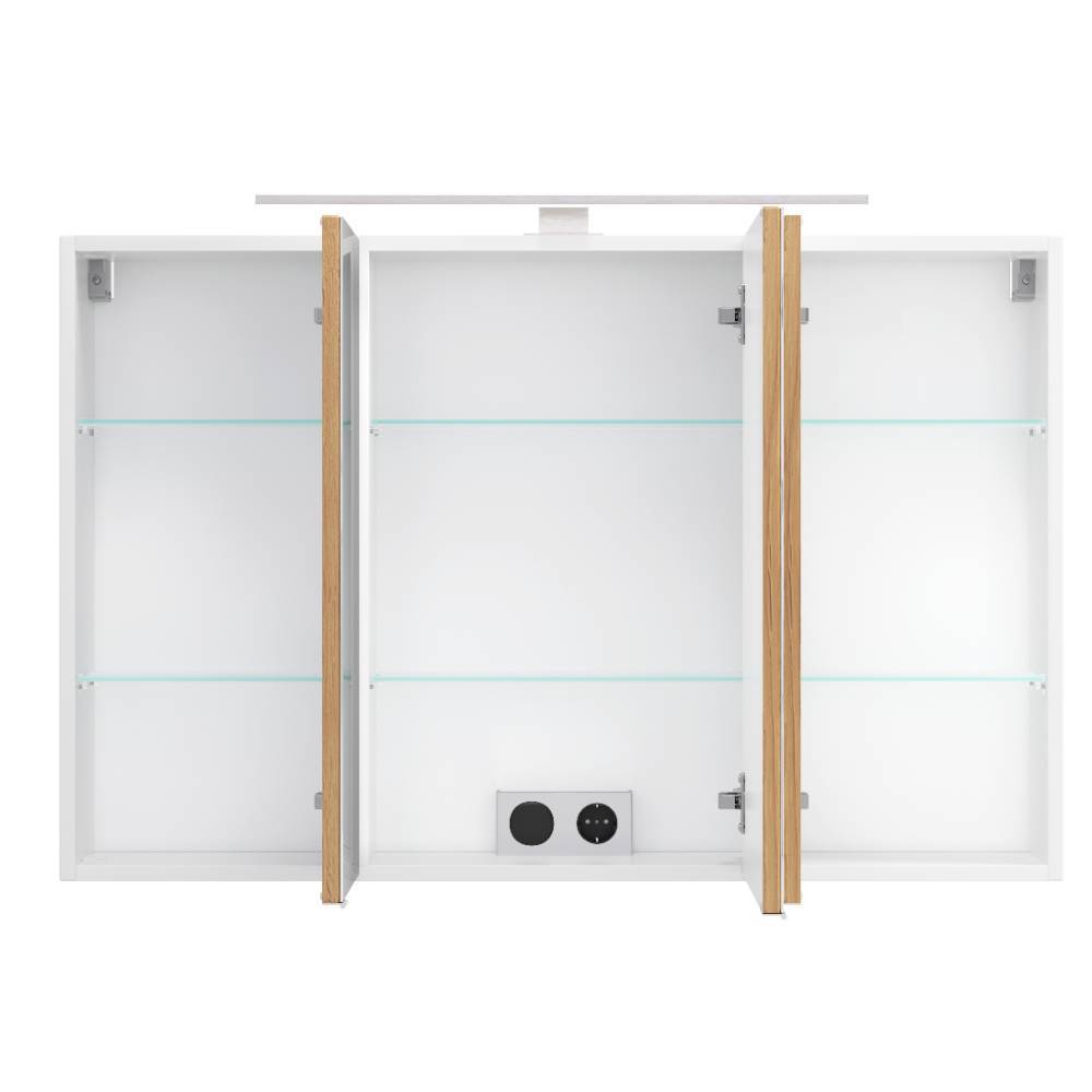 100cm Badezimmer-Spiegelschrank in Mattweiß - Yvonja