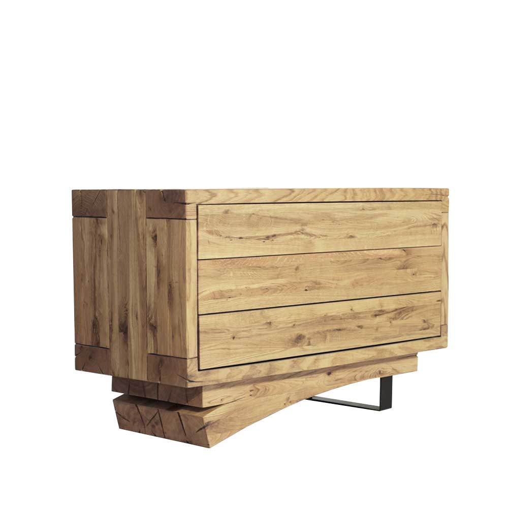 Ausgefallene Kommode aus Asteiche massiv weiß geölt - 120x75x45