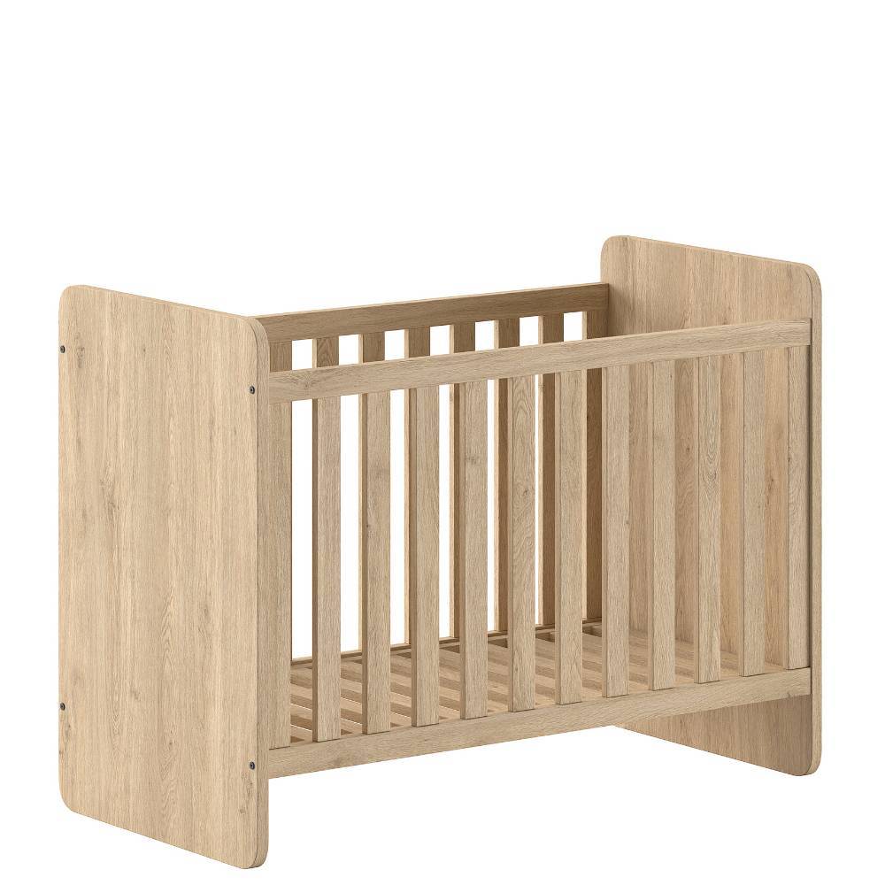 Babybett 60x120 in heller Eiche Holzoptik mit Gitterstäben für Babys – Choice