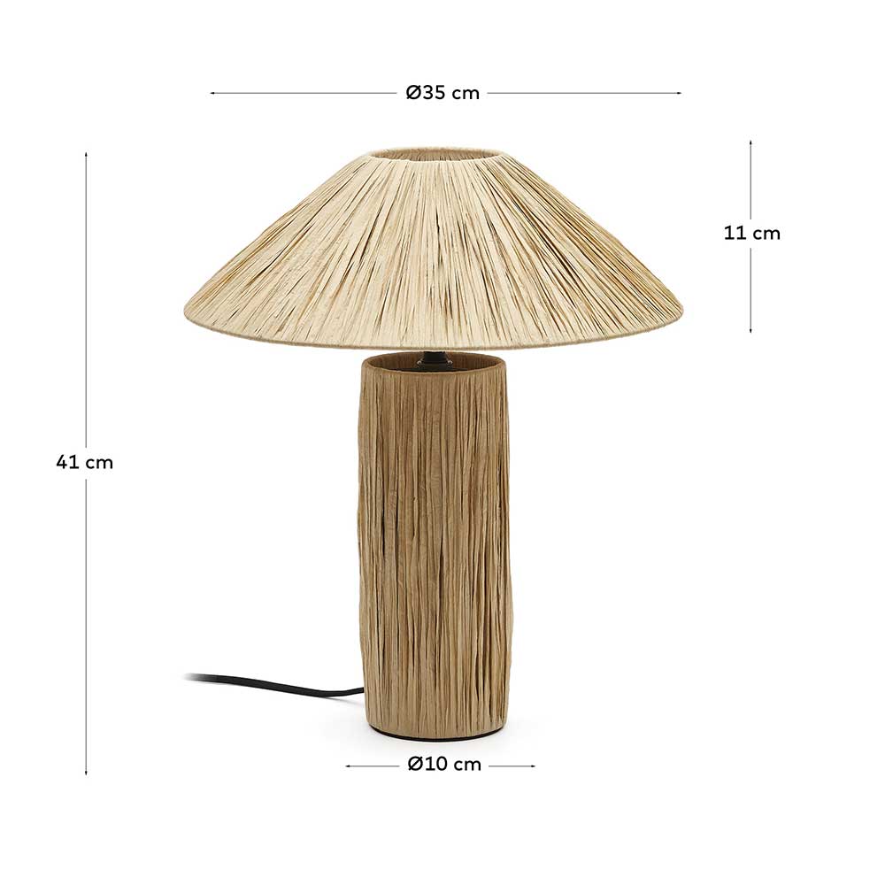 Design Tischlampe aus Raffia Bast in Natur - Holdywas